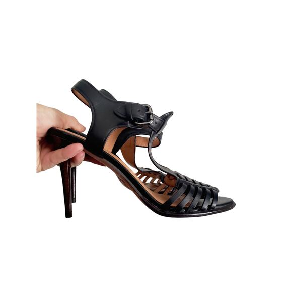 Coach Izzy Black Slingback Peep Toe Strappy Stilletto Heel Women's Size 7 - Picture 2 of 13